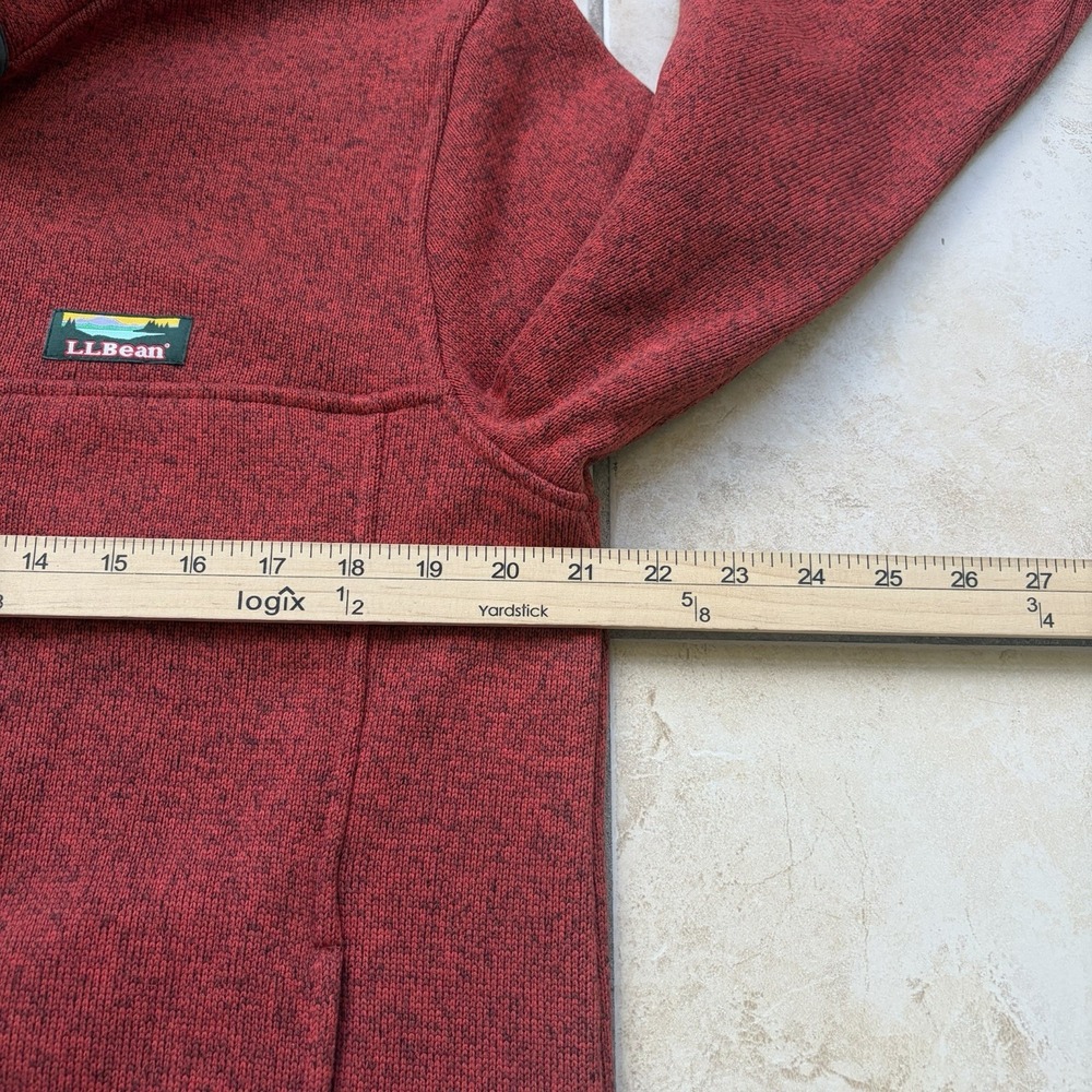LL Bean Sweater Mens Medium Red Orange Fleece Snap T Pullover Outdoor Preppy - Picture 6 of 7